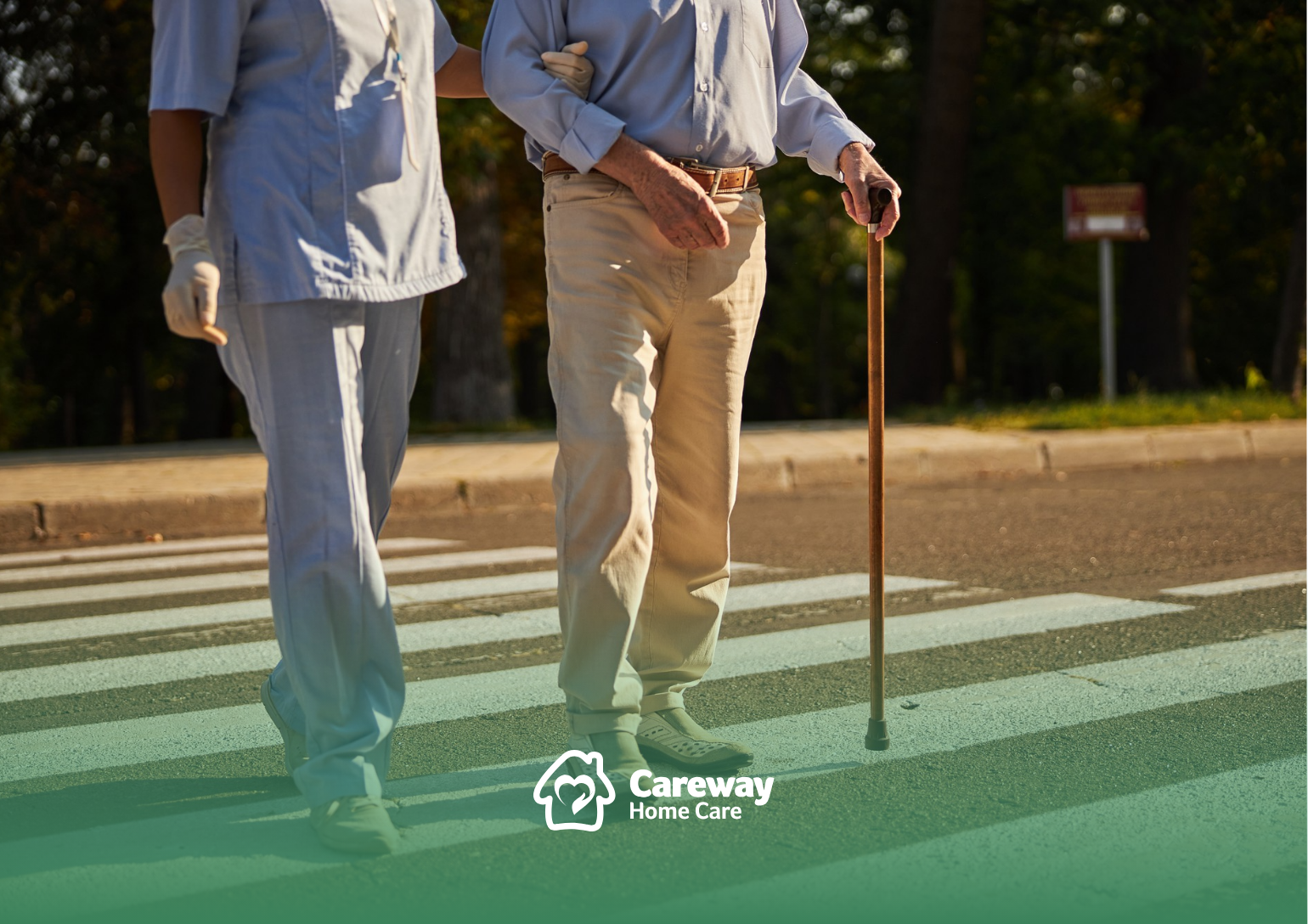 A caregiver is assisting a wandering dementia patient