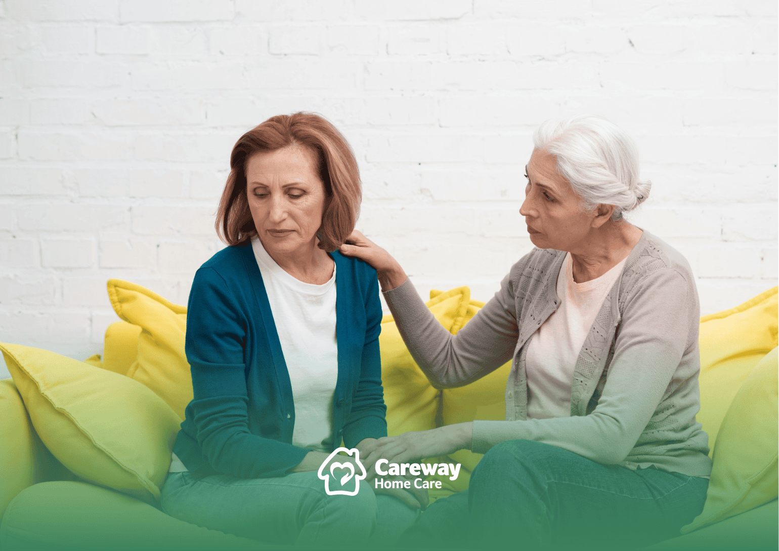 A senior talking to a family caregiver who is feeling guilty